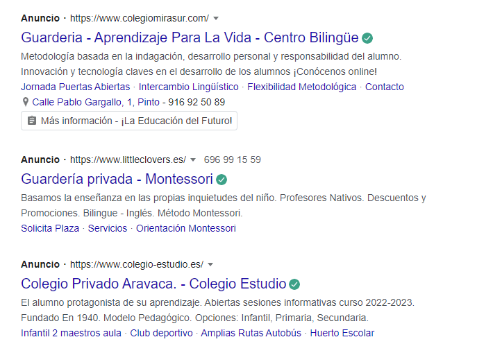 google ads guarderias