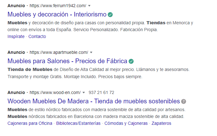 google ads tiendas de muebles