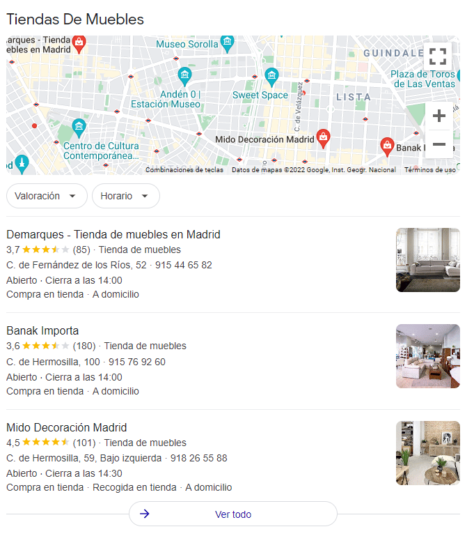 seo local tiendas de muebles