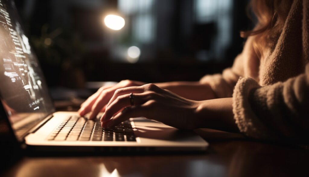mujer escribiendo en un ordenador