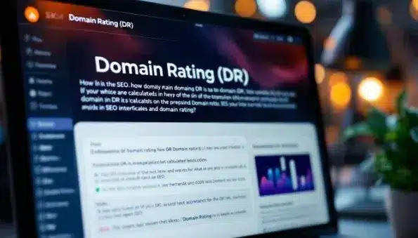 pantalla portatil mostrando descripcion domain rating